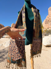 Load image into Gallery viewer, Brown and Teal Leopard Stashmina
