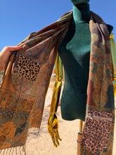 Load image into Gallery viewer, Brown and Teal Leopard Stashmina
