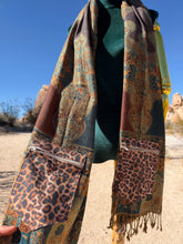 Load image into Gallery viewer, Brown and Teal Leopard Stashmina
