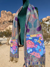 Load image into Gallery viewer, Purple and Blue Flower Eye Stashmina
