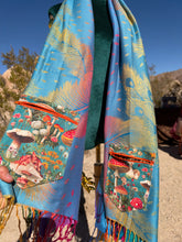 Load image into Gallery viewer, Light Blue Rainbow Peacock Mushroom Stashmina
