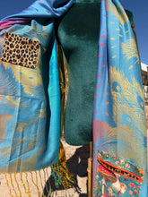 Load image into Gallery viewer, Light Blue Rainbow Peacock Mushroom Stashmina
