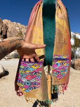 Load image into Gallery viewer, Golden Rainbow Peacock Eyeball Stashmina
