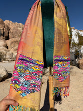 Load image into Gallery viewer, Golden Rainbow Peacock Eyeball Stashmina
