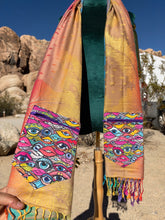 Load image into Gallery viewer, Golden Rainbow Peacock Eyeball Stashmina
